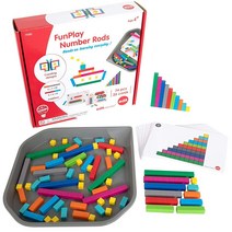 Edxeducation FunPlay 숫자 막대 - 아동용 홈스쿨 키트 - 수학 조작 74개 세트 + 50가지 활동 + 지저분한 트레이