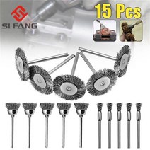 연마브러시 소형Stainless Steel Wire Wheel Brush dremel rotary tool for mini drill Polishing Accesso, 07 15pcs brass brushes