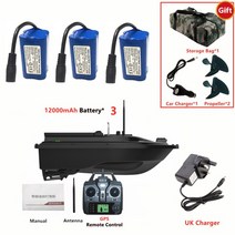 RC보트-위치 스마트 리턴 낚시 미끼 보트 크루즈 고정 포인트 백 적재함 거리 야간, gps 영국 플러그 3pcs