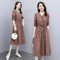 가을 패션 엘레강스 플라워 컴포트 원피스