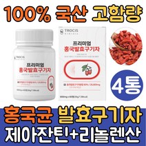 (싹쓰리맘)고함량 홍국발효구기자 홍국균 유산균 발효 구기자 알약 정/구기자 발효 분말/홍국 구기자홍국발효분말/모나콜린K/청양구기자분말/유단백 가수분해물/프로바이오틱스/대두레시틴, 홍국발효구기자정 600mgx60정x4통(8개월)