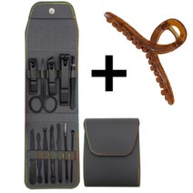 [왕집게핀 100% 사은품 증정] 12가지 구성 알찬구성 예리한 스틸소재 2차연마 올인원세트 고급 손발톱깎이, 그레이+왕집게핀