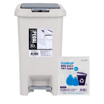 샤바스 클린업 페달 휴지통 30L + 분리수거 비닐봉투 50L x 20p, 베이지, 1세트