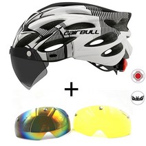 cairbull 초경량 자전거 헬멧로드 mtb 산악 자전거 led with 이동식 바이저 고글 for 사이클링 헬멧 casco accesorios, 화이트 블랙 사이드-3