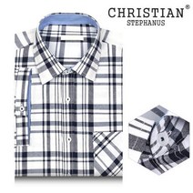크리스찬 [Christian Stephanus]크리스찬 반팔 와이셔츠 CT288BL 블루 체크셔츠
