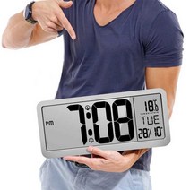 DYNN LCD 초대형 와이드스크린 탁상&벽걸이 시계, LCD 초대형 와이드스크린 탁상시계-화이트