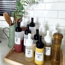 엘스 원터치 소스병1p 시리즈 케찹병 오일병 양념통 조미료통 튜브용기 네임소스병, (몸체)스티커만1set22종_블랙