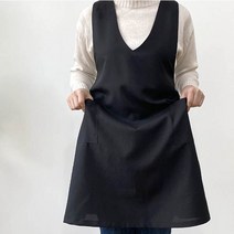 브이넥 바리스타 카페 블랙앤시크 앞치마 어린이집 교사