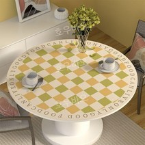 식탁보 북유럽 미끄럼 방지 주방 패드 라운드 매트 식탁 럭셔리 플레이팅 받침 커버, 120cm, 그린+옐로우