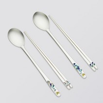 한국도자기리빙 초충도 가지 은수저 2벌세트 칠보80% 25돈, 없음