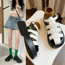 피셔맨 샌들 발편한 스트랩 여자 글래디에이터 신발 샌달 여성 통굽 여름 티스트랩 버클 2color