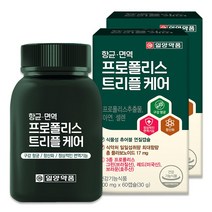 일양약품 프로폴리스 트리플케어 500mg 60캡슐 2박스-구강항균 면역력 씹어먹는 츄어블, 2개, 60정