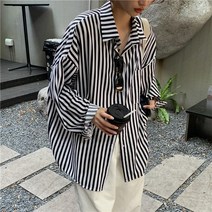 넷투넷코리아 여성 루즈핏 스트라이프 빅사이즈 셔츠 데일리룩