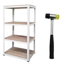 생각하는집 조립식 철제 무볼트 앵글 선반 4단 1200 x 400 x 1500 mm + 우레탄 망치, 혼합색상