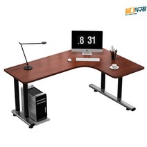 l자 ㄱ자 책상 코너 원목 기역책상, 다크우드+우회전각