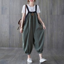 Mayfox여성 여름 반팔 점프수트 청점프수트 여자 배기바지 칠부바지 반바지 멜빵바지 넓은