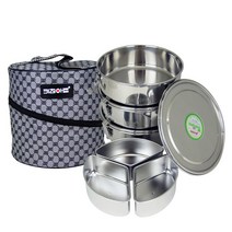 키친아트 에코 스텐레스 찬합 스테인리스용기, 웰빙 원형3단-18cm, 1개