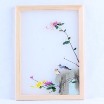 초보자 프랑스 자수 diy 세트 동양 풍경화 패키지 전통 핸드 메이드 혼놀, 국화[소재백+원목테+면실 50%더 전달] + 1개