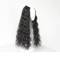 히피 펌 반 가발 U자 형 티안나는 긴 붙임 머리 굵은 곱슬 여성 웨이브 헤어 자연스러운 10 20 30 대, 내추럴블랙(40cm), FREE SIZE
