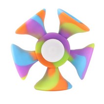 피젯스피너 레인보우 Suction Cup Spinner Toys Fun Silicone Sensory Bithday Gifts For Babies Toddler Rotating T, [05] Rainbow Color 5 Head
