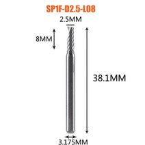 1pc AAAAA 단일 플루트 나선형 엔드 밀 3.175 생크 나선형 알루미늄 밀 CNC 3D 조각 조각 목공 아크릴 컷 비트, SP1F-D2.5-L08