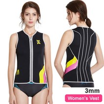 웻슈트 서핑 잠수복 스킨스쿠버 슈트남성 잠수복 탑 자켓 2mm 또는 3mm 1.5mm 네오프렌 긴팔 셔츠 바지 민, 06 3mm Women Vest_03 M