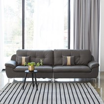 베스트리빙 [리퍼상품]미카 4인 가죽 소파 2color, 그레이