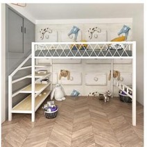 스마트침대 아이언 아트 높이 침대 심플 소형 플랫 다기능 파빌리온 기숙사 아파트 객실 싱글 더블, 3+120x200cm