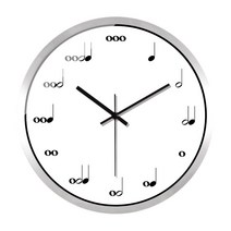 음표 음악 학원 교실 노래 피아노 개업선물 벽시계, X008 실버 메탈 프레임_12인치