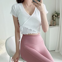 브이넥 펀칭 랩 가디건 필라잉 요가 커버업 날날이 반팔 크롭 필라테스 복 상의 티셔츠, 소라