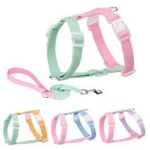 젤라또 강아지 하네스 H형 / 가슴줄 소형견 중형견 애견 S, 민트핑크/M