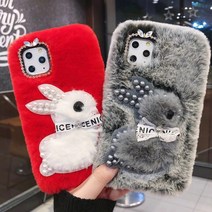 핸드폰 거치대 증정/갤럭시 S10 S10플러스 S10E S9 S9플러스 S8 S8플러스 S10+ S9+ S8+ 토끼 털 퍼 인조 모피 큐빅 장식 젤리 실리콘 범퍼 핸드폰 케이스