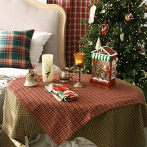 (맞춤가능)크리스마스 앤틱 체크 테이블보/식탁보/테이블커버/식탁커버, L(140x170), 그린체크
