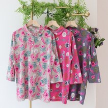 할머니옷 수국 7부 카라 여름 티셔츠 60대70대80대90대엄마옷 칠순팔순 할머니생신선물