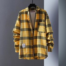 트렌드 체크 무늬 새로운 남성 기질 봄과 가을 셔츠 긴팔