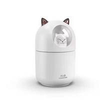 공기 가습기 300ml 귀여운 토끼 울트라 사일런트 usb 아로마 에센셜 룸 자동차 led 야간 램프 공기 청정기 미스트 메이커 air fresher, 흰 고양이 충전, 협력사