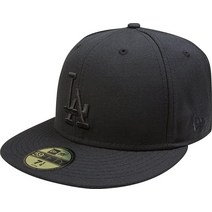 New Era MLB 블랙 온 블랙 59FIFTY 피티드 캡, Los Angeles Dodgers, 7 1/8, 7 1/8