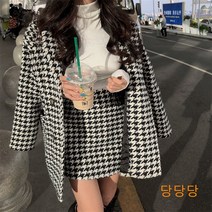 하운드체크 자켓 미니스커트 투피스 44 55 66 77 빅사이즈