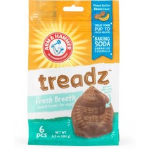 Arm Hammer Treadz Fresh Breath 땅콩 버터 바나나 맛 강아지 치과 씹기, 6 count
