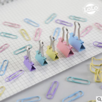 디자인클립 로로 파스텔 4종 클립 세트 예쁜 사무용품 클립 집게 디자인 집게 하트클립 데스크 꾸미기, 파스텔핑크