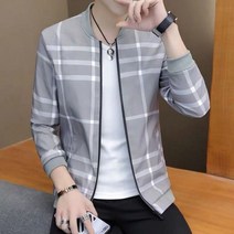크롭 바람막이 자켓 여름 새 남성 자 켓 코트 패션 얇은 섹션 프린팅 격자 무늬 야구 유니폼 청소 부티크 의류 간단한