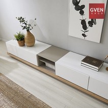 GVEN 지벤 뉴 노르마니 콘센트 오픈형 거실장, 화이트, 화이트블랙