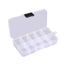 Clear Plastic Storage Box 10 밀봉 뚜껑 뚜껑 컨테이너 케이스 소형 보석 링 알약 다색 조직 주최자 홀더를위한 구획, 검은색
