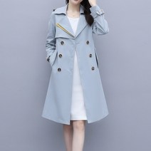 2022 가을 한국 슬림 중간 길이 코트 여성 신착 더블 브레스트 벨트 트렌치 코트 여성 캐쥬얼 솔리드 오피스 아웃웨어