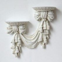 장식 벽걸이선반 벽걸이 리본 벽선반 유럽 엔틱 인테리어, 빈티지 화이트