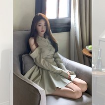 원피스 셔츠형 오프숄더 봄여름가을 에이라인 스커트