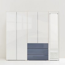 스칸디무드 컬러버 원룸 미니 3단서랍 전신거울 옷장 세트 2000, 네이비