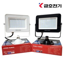 금호전기 LED 사각투광기 30w 화이트 블랙 전구색(3000K) 주광색(6500K), 2)30W(화이트/주광색)