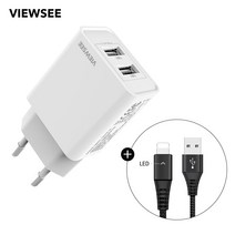 뷰씨 USB 듀얼포트 2구 어댑터 멀티 충전기 + 케이블, 화이트(USB케이블(C타입)ㅣ1.2m), 듀얼 USB어댑터 (2구)