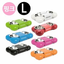 JA 뼈다귀 패션쌍식기 핑크 L 강아지 식기, 본상품, 상세페이지 참조